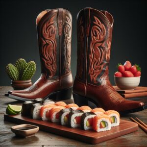 Sushi rolls with cowboy boots