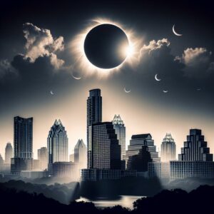 Austin skyline eclipse view