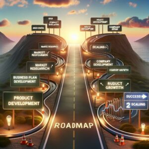 Entrepreneurial journey roadmap illustration.