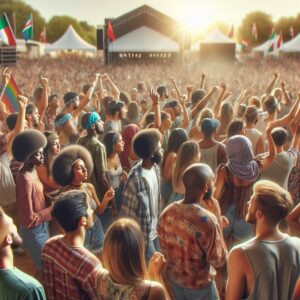 Festival-goers dancing at SXSW.