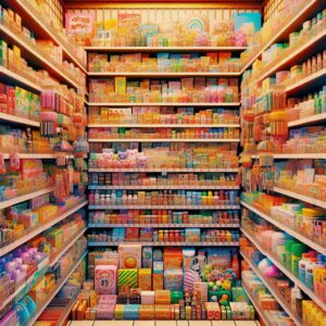 Colorful Japanese store products