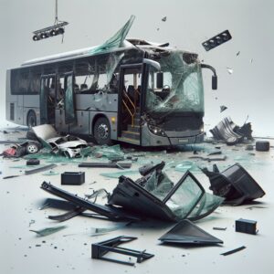 Bus crash aftermath scene.