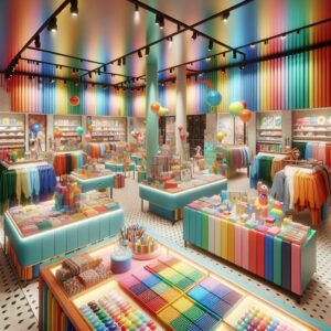 "Colorful store interior display"