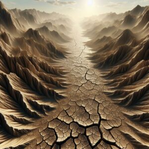 Dry cracked landscape illustration.