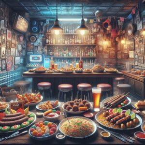 Turkish food and dive bar concept.