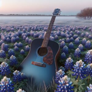 Guitar in bluebonnet field