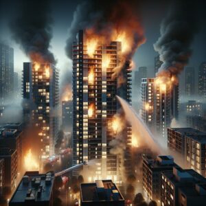 Apartment Building Fire Illustration