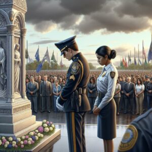 Police memorial ceremony illustration