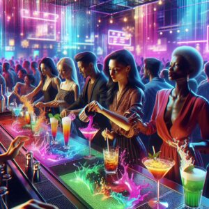 Nightclub drink mix-up illustration.