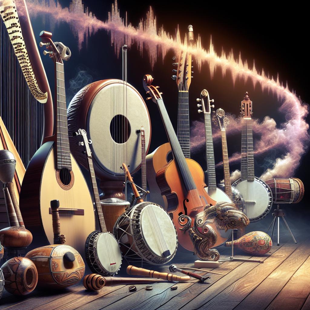 diverse musical instruments jamming