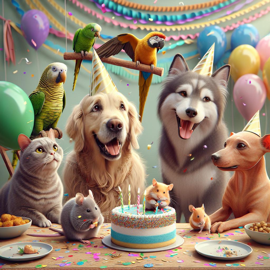 Happy pets at party.