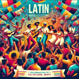 Latin music celebration poster.