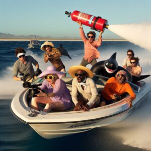 Sketch comedy speedboat race