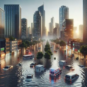 Flooding in downtown Austin.