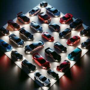 Luxury cars aerial display.