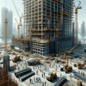 "Construction of tall building"