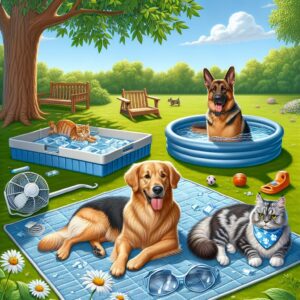 Pet cooling products outdoors