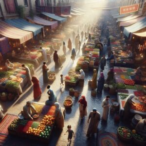 Vibrant outdoor market scene