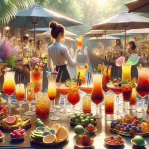 Colorful summer cocktail spread.