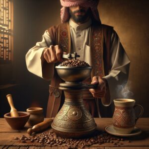 Traditional Yemeni coffee brewing