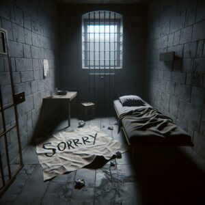 Prison cell regret concept.