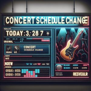 Concert schedule change announcement.