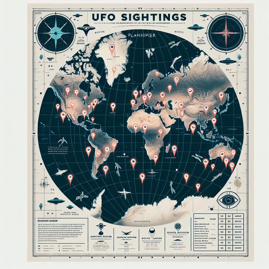 UFO sightings map concept.