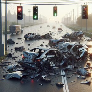 Car accident aftermath scene