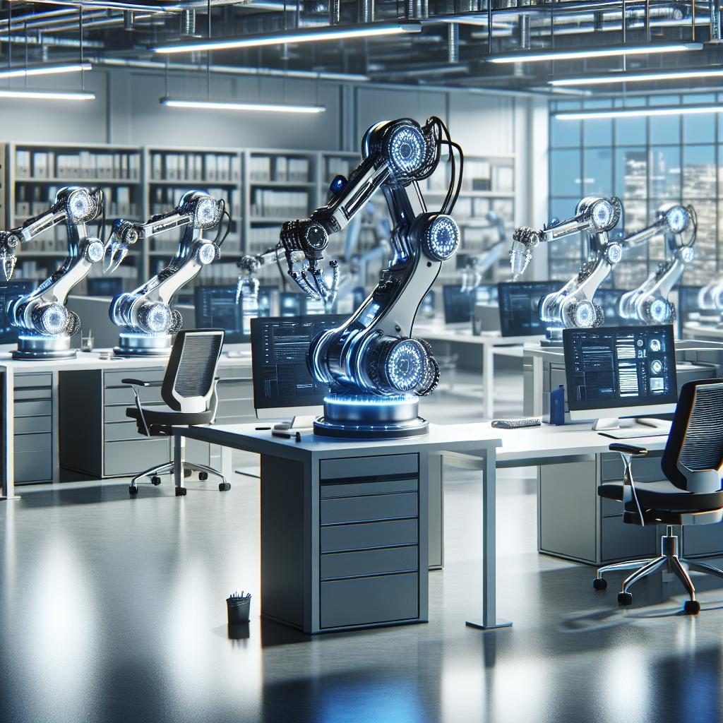 "Robotic arms in office"