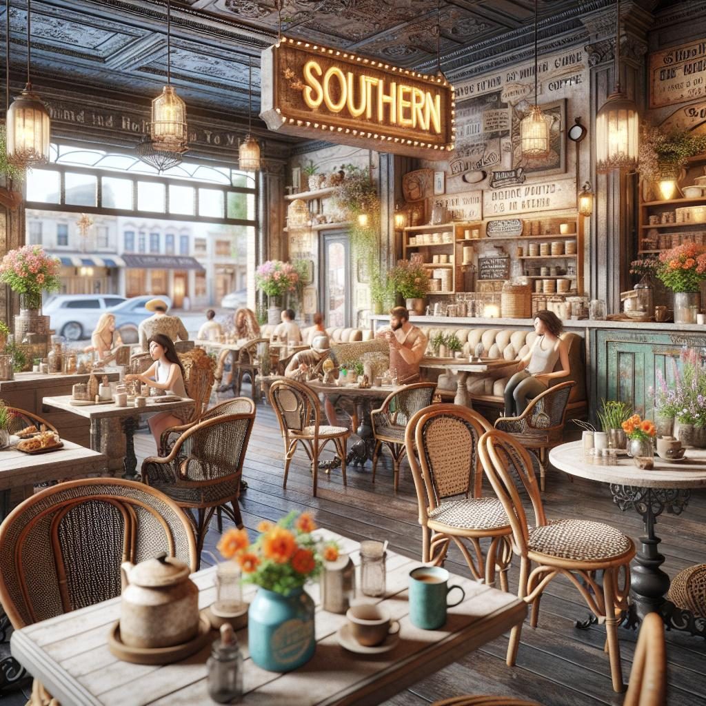 Southern-themed cafe ambiance.