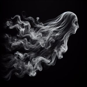 Ghostly smoke swirls spirit.