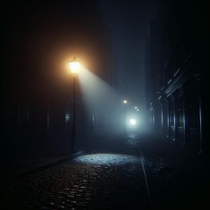 Dark street, glowing sensor.