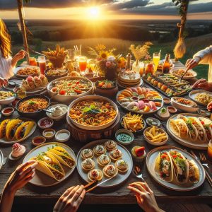 Foodie frenzy at sunset