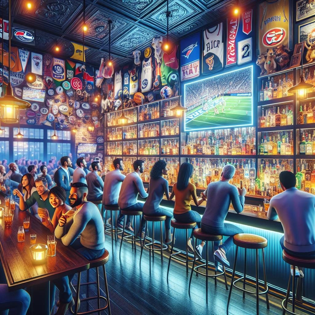 Vibrant sports bar interior