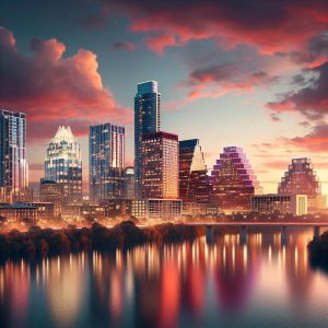 Austin skyline at sunset.