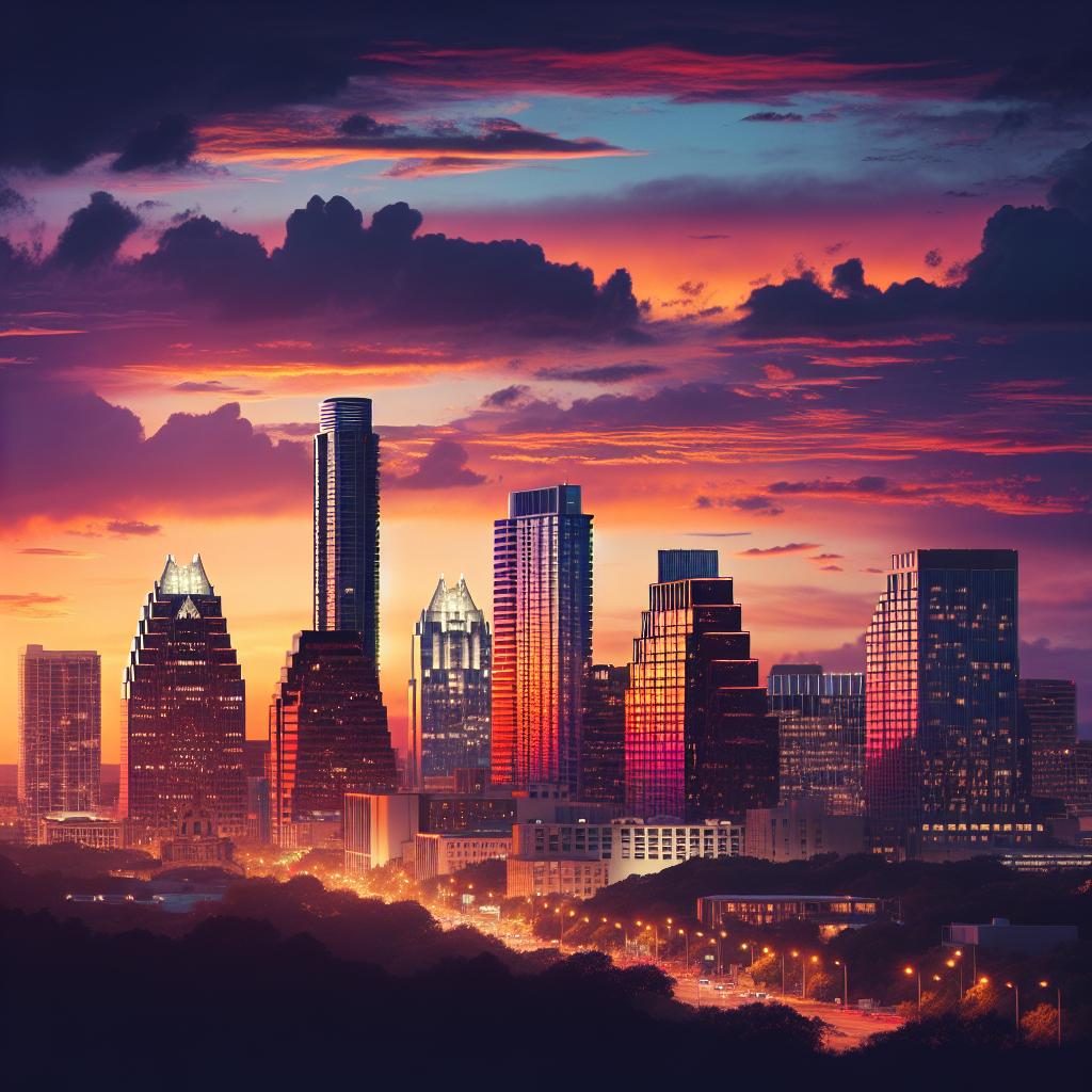 Austin skyline at sunset.