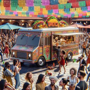 Colorful taco truck fiesta