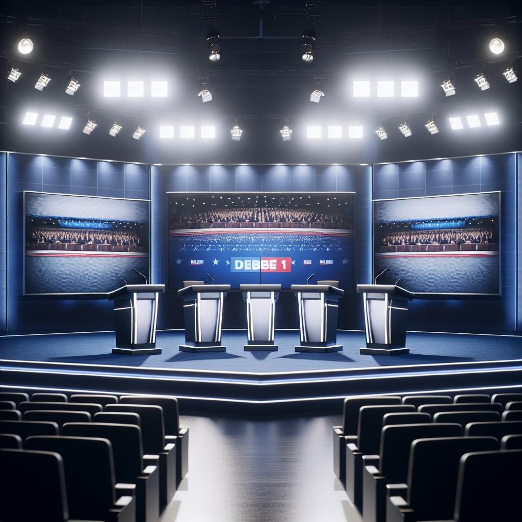 Presidential debate stage empty.