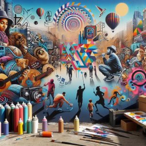 Vibrant street art mural