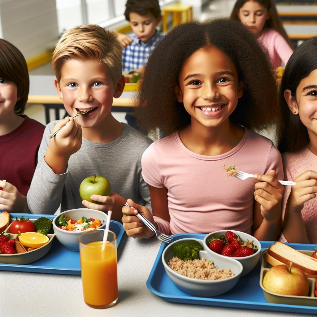 Kids enjoying school meals