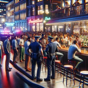 Police inspecting downtown bars