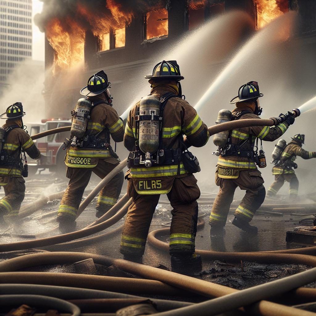 Firefighters in action