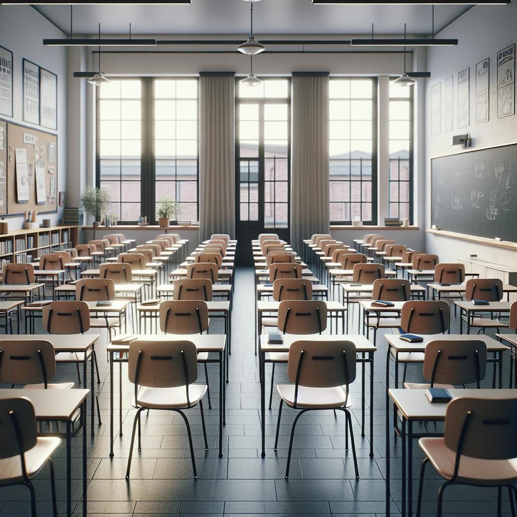 Empty classroom chairs