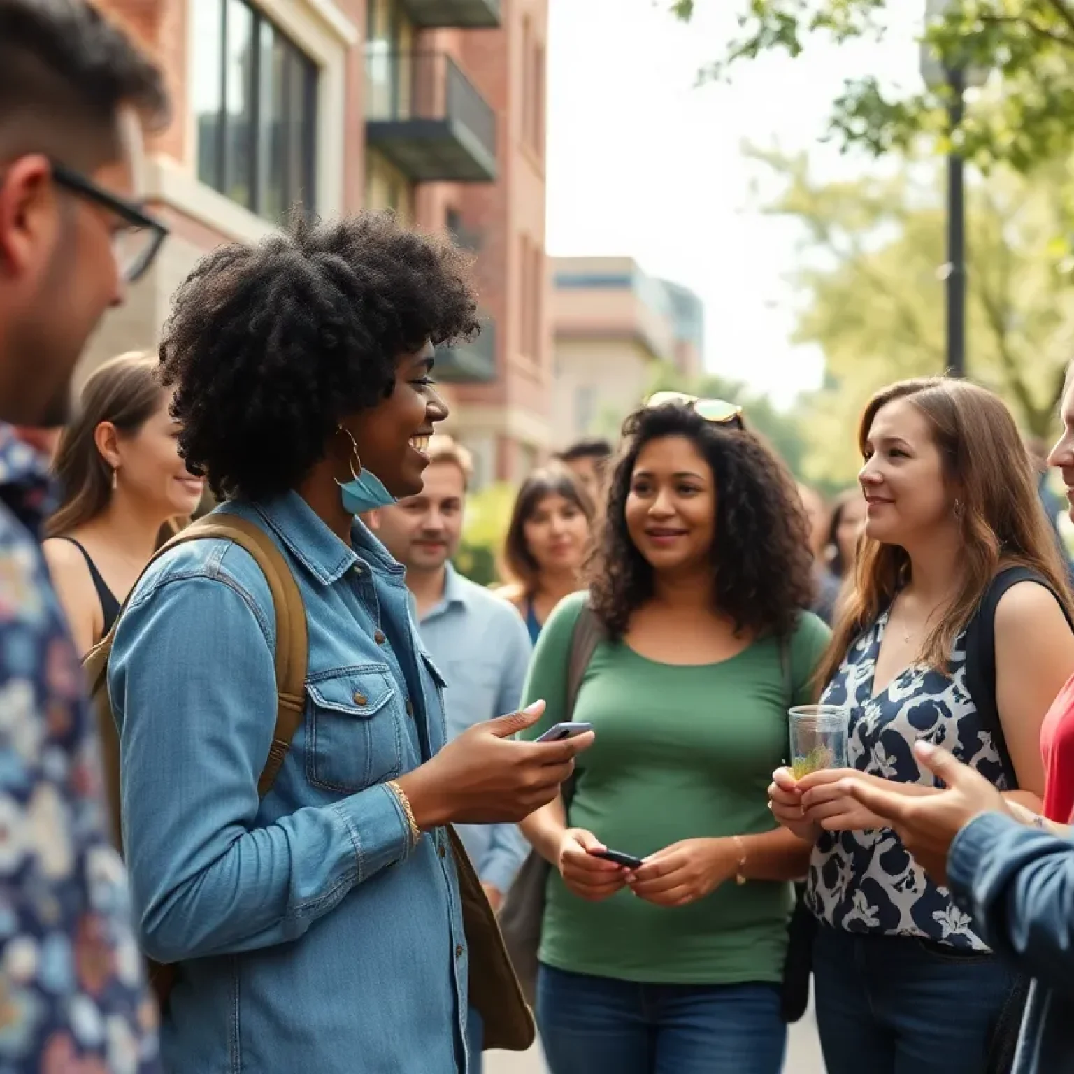 Diverse residents of Austin engaging in community discussions.