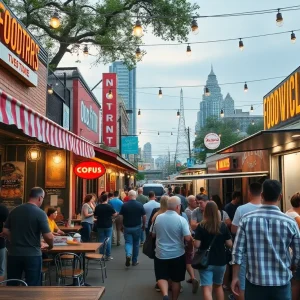 A colorful collage of Austin's restaurants and food offerings.