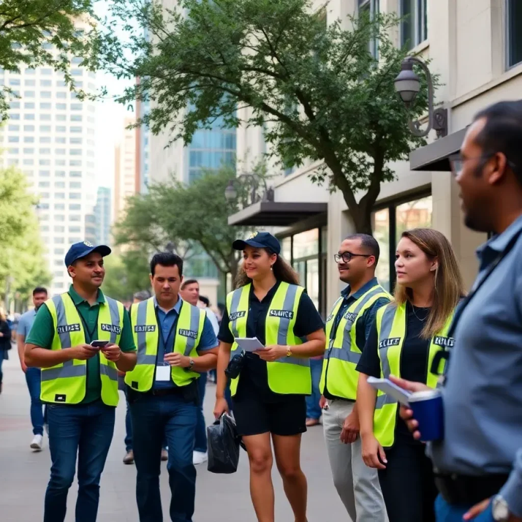 Austin Downtown Safety Team interacting with the community in downtown Austin