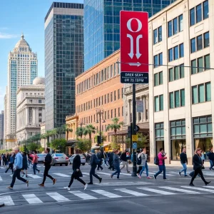 Urban street in Austin highlighting pedestrian safety issues