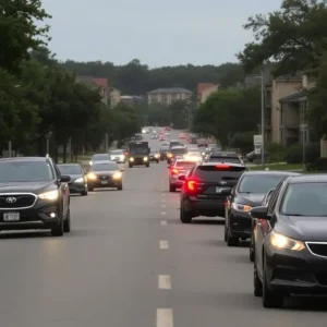 Scene depicting a road in Austin, highlighting the seriousness of road rage incidents.