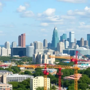 Panoramic view of Austin skyline featuring construction and real estate development