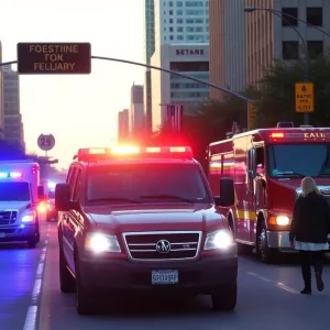 Scene of a traffic incident in Austin with emergency responders.